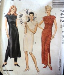 7412 MCCALLS MANDARIN SLEEVELESS  DRESS 3 LENGTHS, PANTS PATTERN 8-12, 10-14  choice uncut